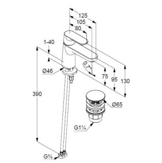 Смеситель для раковины Kludi Louva 242660575 хром