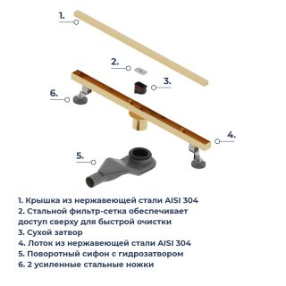 Душевой лоток RGW SDR-51Gb 76215180-06 80 см брашированное золото