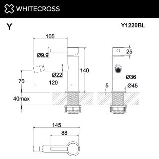 Смеситель для биде WHITECROSS Y Y1220GM оружейная сталь