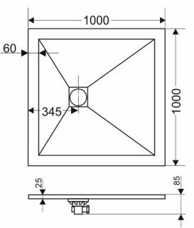 Душевой поддон Grossman Strong GR-S29090Q 90x90см графит