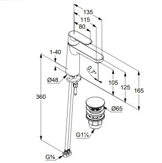 Смеситель для раковины Kludi Louva 242880575 хром