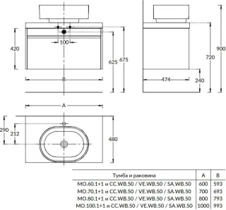 Тумба под раковину Kerama Marazzi Modula MO.70.1+1\AR 70 см арабика