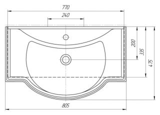 Мебельная раковина Kirovit Классик 80 см белый