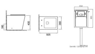 Комплект SantiLine SL-5021 + SL-02 приставной унитаз белый с бачком скрытого монтажа и клавишей смыва хром овал