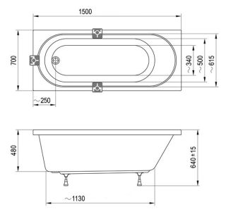 Акриловая ванна Ravak Sonata II C633R00000 белая 150 x 70 см