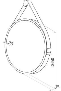 Зеркало с подсветкой Continent Millenium Black ЗЛП969 на ремне 65см чёрный