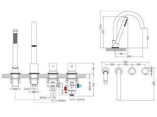 Смеситель на борт ванны Timo Saona 2330/03Y с термостатом чёрный