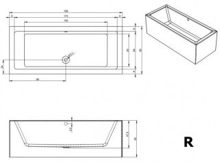 Акриловая ванна Riho Lugo Plug and Play B135014005 R 190х80см белый