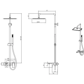 Душевая стойка Boheme Qubic 478-BRB брашированная бронза