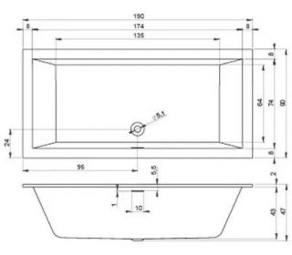 Акриловая ванна Riho Rethink Cubic Velvet B109001105 190х90см белый матовый