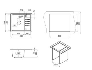 Мойка кухонная Granula Standart 5803, ГРАФИТ