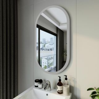 Зеркало с подсветкой Бриклаер Вега 4627125415715 с голосовым управлением и подогревом 55 см сенсор на зеркале