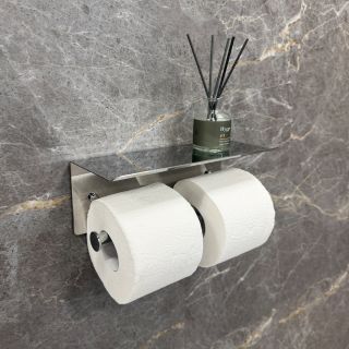 Бумагодержатель двойной с полкой для телефона Fixsen Hotel хром (FX-31011-2)