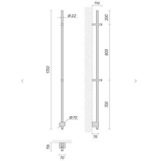 Электрический полотенцесушитель Broner Bruno BV.007.170.0000.P 170 см с кнопкой хром