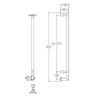 Полотенцесушитель электрический Margaroli Arcobaleno 616/X/S Switch Black Brushed nickel+Hanger BB 91x12 см чёрный шлифованный никель