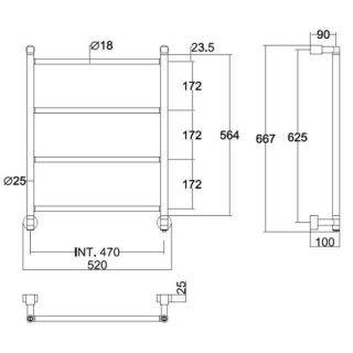 Полотенцесушитель электрический Margaroli Mini 3-582 Switch Black matt DB 66x52 см чёрный матовый