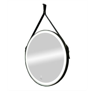 Зеркало Reflexion Skin RF5325SK с LED подсветкой сенсором на ремне из натуральной кожи черного цвета 65х65