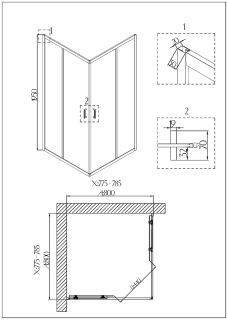 Душевой угол Niagara Nova 6688-08 стекло прозрачное профиль хром 80x80см