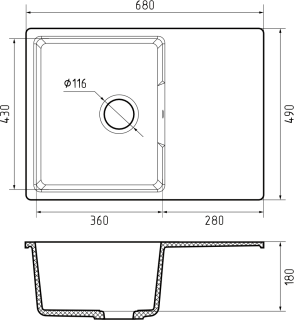 Мойка кухонная GranFest URBAN 668L белый