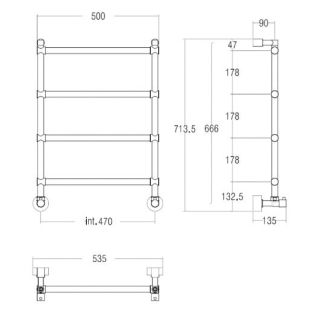 Полотенцесушитель водяной Margaroli Sole 442/4/535 Black Matt 53x71 см чёрный матовый