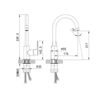 Смеситель для кухни IDDIS Cuba с каналом для фильтрованной воды чёрный матовый CUBBLFJi05