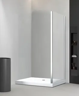 Боковая панель Veconi KP-03, 1100х1950 хром, стекло прозрачное