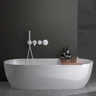 Смеситель встраиваемый для ванны с душем Timo Saona 2324/16YSM с термостатом белый матовый