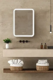 Зеркало-шкаф с подсветкой ArtMax Platino AM-Pla-600-800-1D-R-DS-FC-H-T-Grey 60 см серый матовый