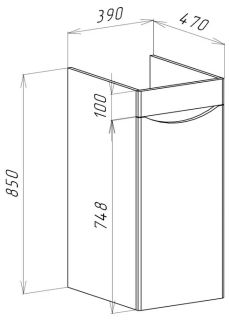 Тумба под раковину для стиральной машины Bellezza Олиссия 100см правая белый 00000011196