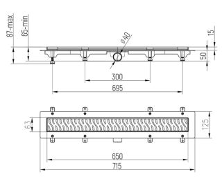 Душевой лоток Paini Harmony CH650HC 65см чёрный матовый