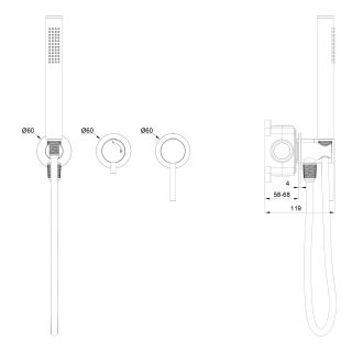Встраиваемый смеситель для душевой системы Wonzon & Woghand Stick WW-838017-BGM тёмный графит