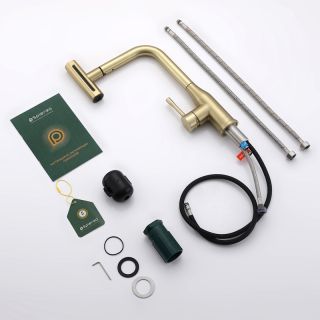 Смеситель для кухни Splenka S206.49.03 с мультифункциональным изливом золотой сатин