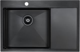 Мойка кухонная Paulmark Elde PM807851-GML левая воронёная сталь