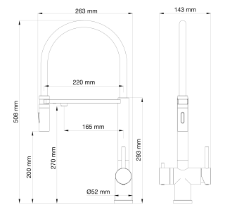 Смеситель для кухни Wonzon & Woghand WW-88458009-BG с гибким изливом и подключением фильтра брашированное золото