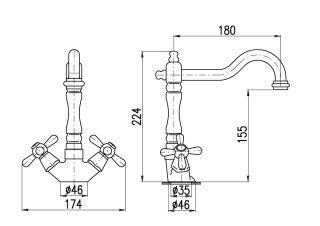 Смеситель для раковины Rav Slezak Morava retro MK121.5/8BZ белый