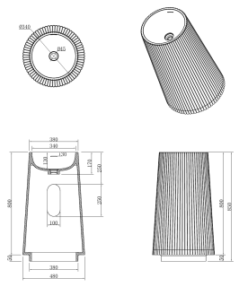 Раковина напольная Armadi Art Torre Corian 801-Torre-G 48 см золото