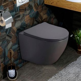 Подвесной унитаз Melana MLN-310303MDG безободковый тёмно-серый матовый