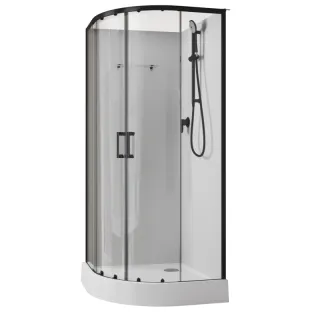 Душевая кабина Aquanet Passion R Black 281984 80x80 см профиль чёрный матовый стекло прозрачное