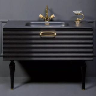 Тумба под раковину Armadi Art Vallessi Avangarde Linea 100см чёрный/золото 842-100-BG