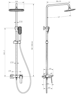 Душевая стойка Boheme Venturo 378-SGM антрацит глянец