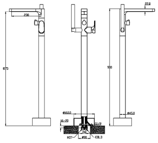 Напольный смеситель для ванны Boheme Spectre 459-GM антрацит
