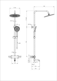 Душевая стойка Wonzon & Woghand Capsule WW-B3031-A2-BG с термостатом брашированное золото
