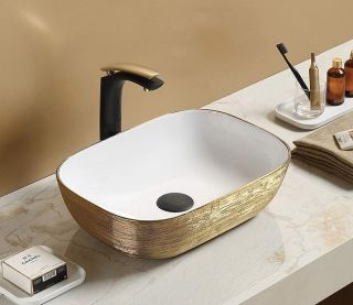 Раковина CeramaLux  D1333H132 бело-медная 46 см