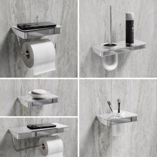 Мыльница Lemark Glass Line 9741037 с держателем хром/белое стекло