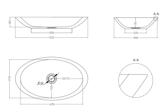 Накладная раковина Salini Callista 02 S-Stone 1101202SMRH 58см RAL снаружи