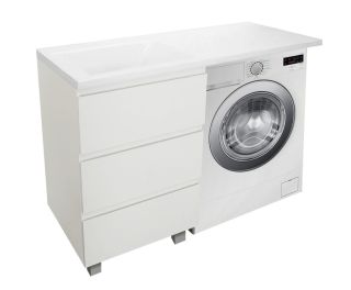 Напольная тумба под раковину Эстет Dallas Luxe ФР-00002269 Л/П 130см три ящика белый