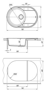 Кухонная мойка Lemark Lacha 760 9910060 шампань
