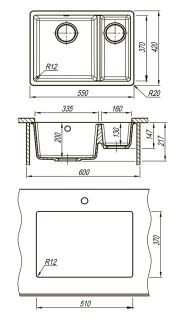Кухонная мойка Lemark Sinara 550.2-U 9910081 грей