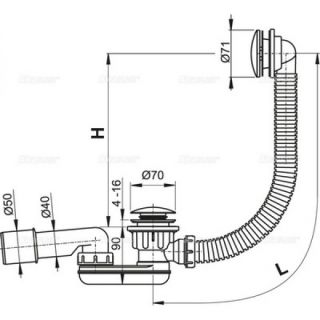 Слив-перелив для ванны AlcaPlast клик-клак 57см хром A504KM
