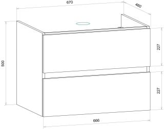 Подвесная тумба под раковину Art&Max Techno 70см смоки софт AM-Techno-700-2C-SO-ZB815